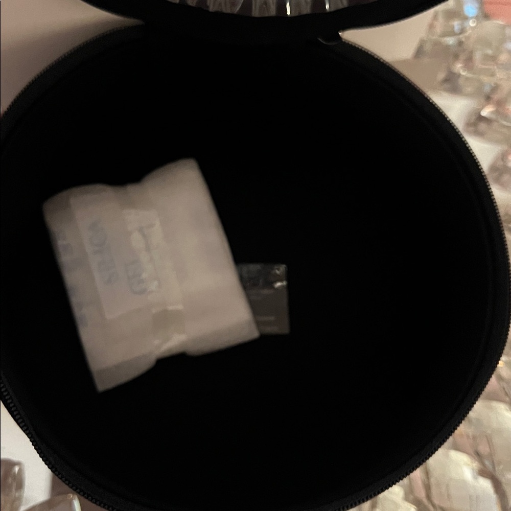 Dior Black Velvet Round Accessory Case with Silver Logo - Picture 7 of 7